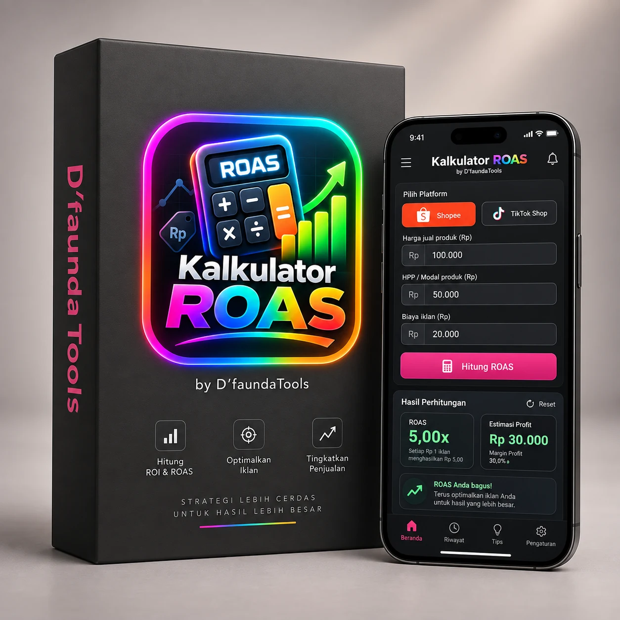 Kalkulator ROAS untuk seller Shopee dan TikTok Shop